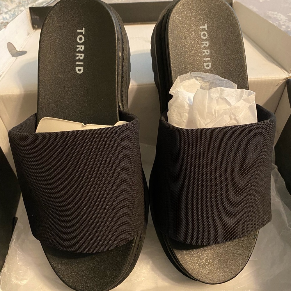 TORRID sip on chunky sandal! They sold out fast but they run alittle big